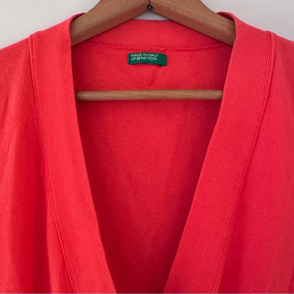 Benetton Made in Italy Cotton Open Front Crossover Short Sleeve Shirt Sweater - Picture 5 of 11
